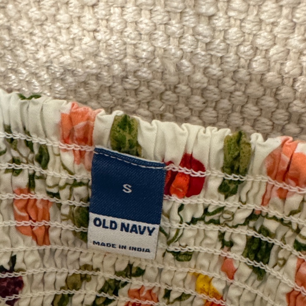 Old Navy Floral Midi Dress - White with Fruit Print - Picture 5 of 8